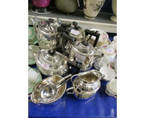 EARLY 20TH CENTURY ELECTRO PLATED FOUR PIECE TEA SET COMPRISING HOT WATER POT, TEA POT, SUGAR BASIN AND MILK JUG, EACH OF OVA