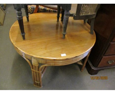 BAMBOO FRAMED CIRCULAR CONSERVATORY TABLE 