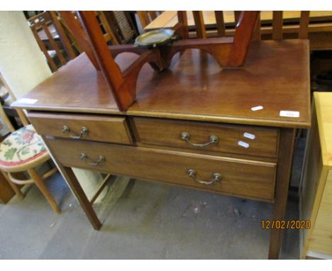 EDWARDIAN MAHOGANY TWO OVER SINGLE FULL WIDTH DRAWER SIDE TABLE 