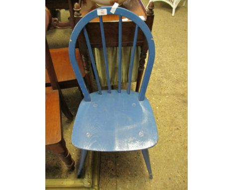 BLUE PAINTED STICK BACK KITCHEN CHAIR 