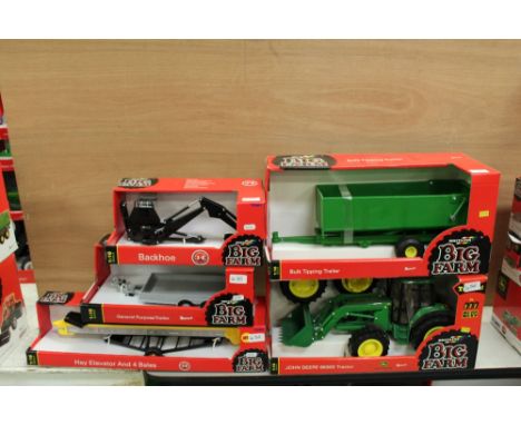 Britains JD tractor, tipping trailer, back hoe etc