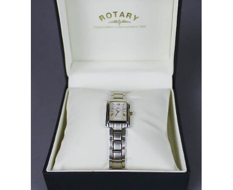 A ladies stainless steel and gilt metal Rotary 'Creative' watch, with box and purchase ticket dated 14th December 2010 Good c