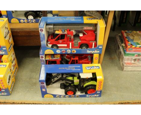 2 Bruder fire engines and Class tractor