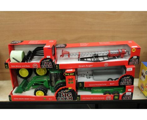 Britains JD tractor, trailers, grain auger etc