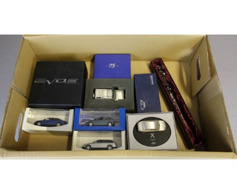 Eight model promotional cars, including Ford Evos Concept, and a glass handled 'Vauxhall' branded paperknife