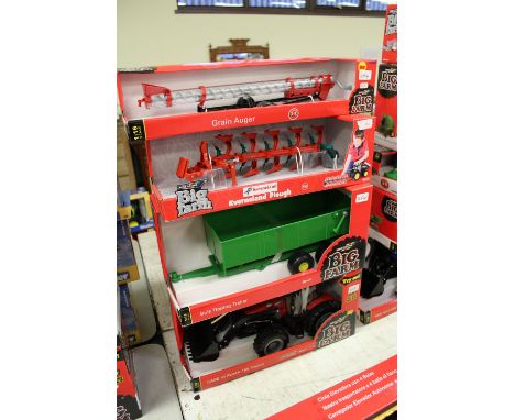 Britains Case tractor, tipping trailer, plough etc