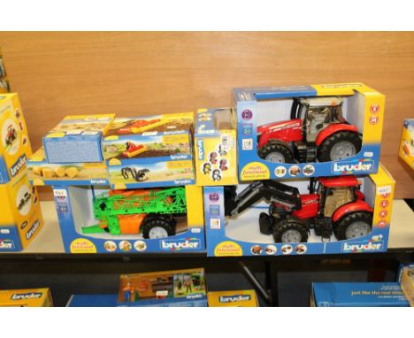 Bruder Case tractor, MF tractor and implements 