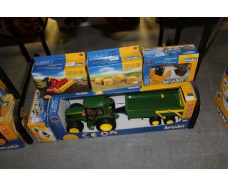 Bruder JD tractor, trailer, bales etc 