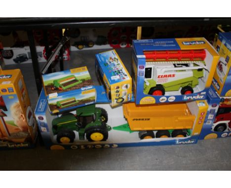 Bruder JD tractor trailer, combine etc
