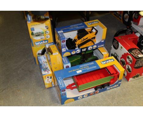 Bruder JD tractor, CAT skidsteer, trailer etc
