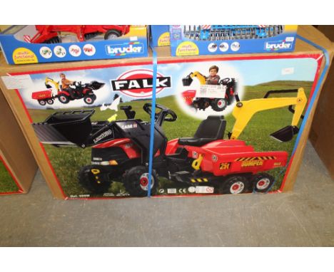 Falk Case ride on tractor and trailer with front end loader