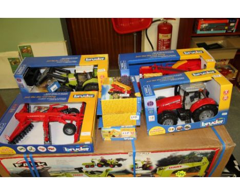 Bruder Class tractor and other, potato harvester etc