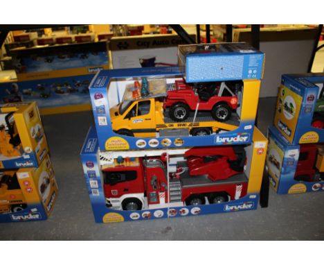 Bruder fire engine, car transporter etc