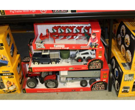 Britains tractor, trailer, bobcat and plough