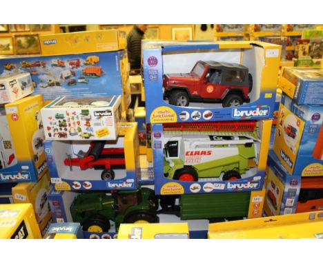 Bruder JD tractor, trailer, Class combine, jeep etc