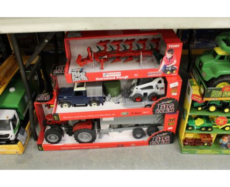 Britains tractor, trailer, skidsteer and plough