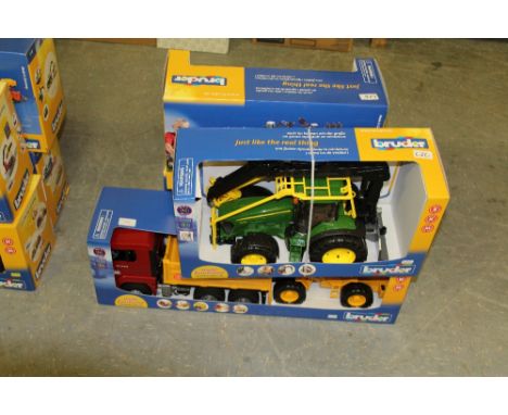 Bruder JD logging tractor, trailer, fire truck etc