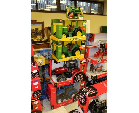 Britains radio controlled NW tractor, MF Tractor and 2 JD tractors etc