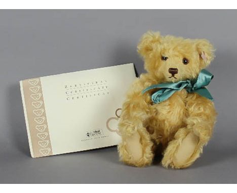 A Steiff mohair bear - 'The Bear of the Year 2007', issued by QVC, No. 00289, with certificate and black dust bag Good condit