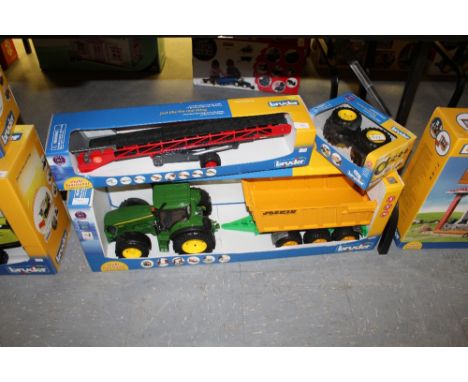 Bruder JD tractor trailer, elevator etc