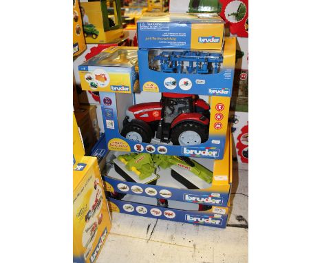 Bruder tractor, Class mower, implements etc 