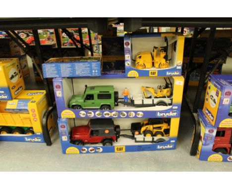 Bruder jeep, CAT skidsteer, Lad rover, JCB, CAT roller etc