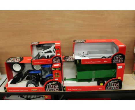Britains New Holland tractor, trailer, Bobcat etc