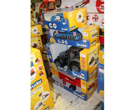 Bruder Lamborghini tractor, Grime potato harvester, implements etc