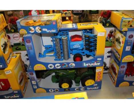 Bruder JD tractor, seed drill etc