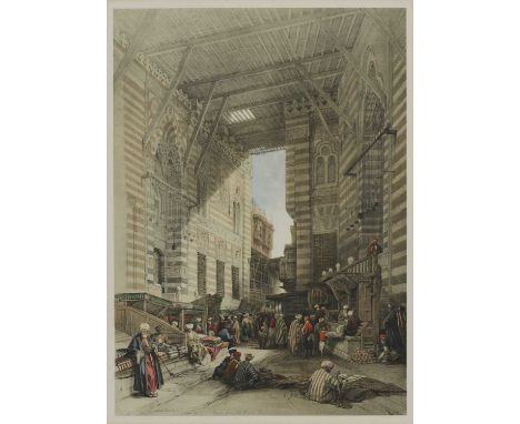 Louis Haghe, after David Roberts, RA (1796-1864)The Bazaar of the Silk Museum, Cairohand coloured lithograph, from Egypt and 