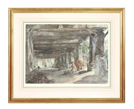 Sir William Russell FlintGossip After Market, PerigordSigned colour printSigned in pencil under with blind stamp50 x 68cmGilt