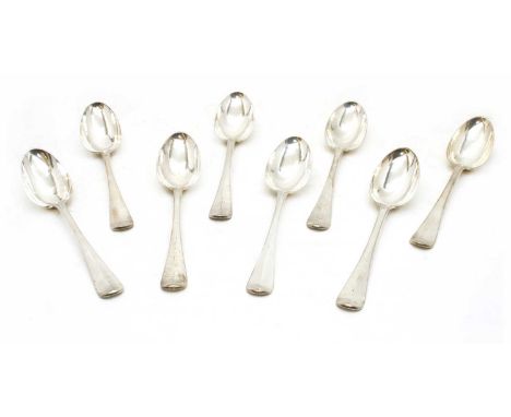 A composed set of eight Dutch 934 standard silver table spoons, 19.6ozt (8)Condition report: Very little wear. One has an eng