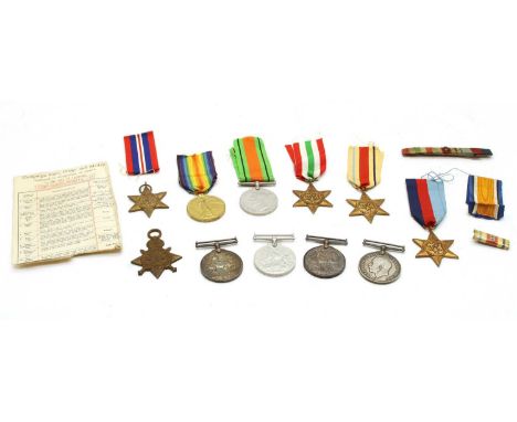 Five WWl and six WWll service medals, the six WWl medals named: Gnr. F. Desborough R.F.A., Pte F.G. Tucker A.S.C. (2), Pte R.