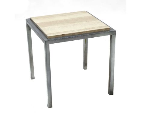 A contemporary bespoke travertine marble top table, 46cmCondition report: Wear to legs