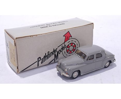 Pathfinder Models 1/43rd scale PFM2 1956 Rover 90 - grey with dark brown interior and chrome trim (Vehicle has missing Front 