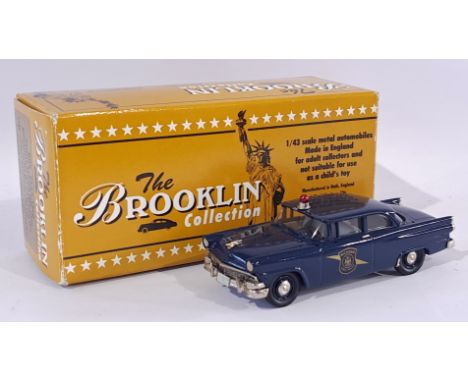 Brooklin Models No.BRK23AA 1956 Ford Mainline "Michigan State Police" Car - blue body, red roof light, pale grey interior - M