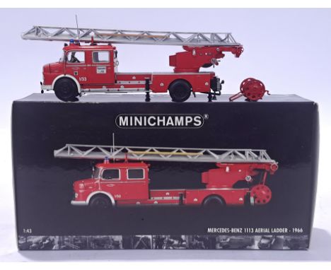 Minichamps Mercedes Benz 1113 Aerial Ladder 1966 - red, silver ladder, 1/43rd scale - Near Mint in generally Good Plus box.