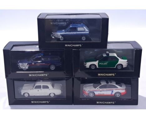 Minichamps a mixed group of 1/43 scale Police Vehicles. Conditions generally appear Near Mint in generally Good boxes. See ph