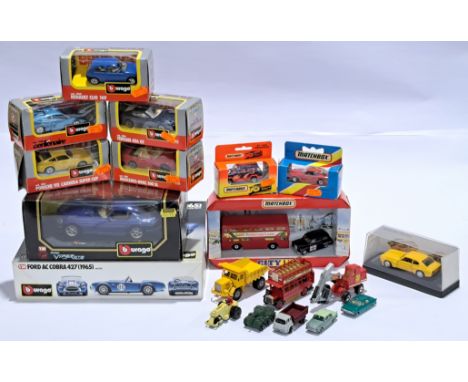 Bburago, Matchbox &amp; Solido, a boxed and unboxed mixed scale vehicle group, to include PRE-ASSEMBLED Bburago Ford AC Cobra