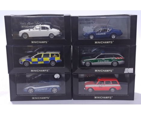 Minichamps a mixed group of 1/43 scale Police Vehicles. Conditions generally appear Near Mint in generally Good boxes. See ph