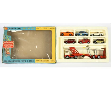 Corgi toys GS48 Gift Set "Transporter" to include (1) MGC GT - RARE orange body (Left headlight missing), black interior, chr