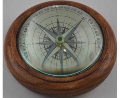 A Victorian style walnut cased desk compass