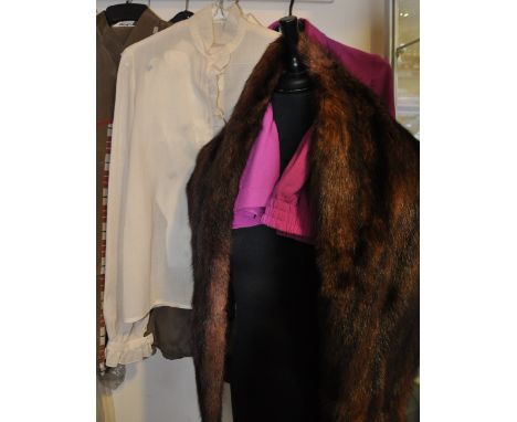 A collection of 11 ladies vintage blouses, 1950's to 1970's mainly Pancaldi silk examples together with a vintage mink fur st
