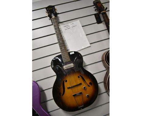 A vintage Harmony H51 archtop hollowbody electric guitar with Gibson P-13 pick up, part of the Olly Alcock collection, with c