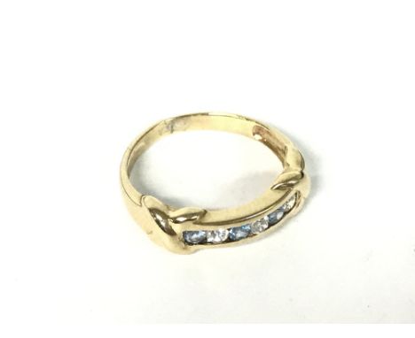 14ct gold blue/white Cubic Zirconia 1/2 hoop size J/K. 2.4g