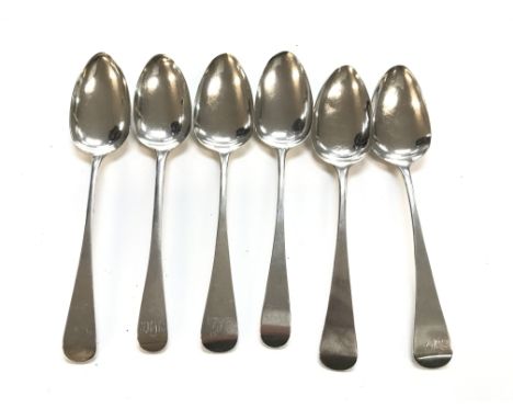 A collection of 6 vintage silver spoons from circa 1800 -1830's. Total weight approximately 355g.Postage B.