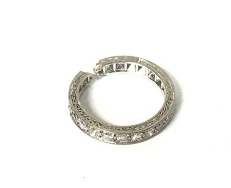 18ct white gold diamond 1/2 eternity ring (damaged), size L, 4.5g. Category A postage
