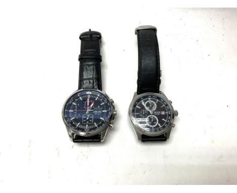 Two mens Accurist chronograph watches both seen working. Shipping category A.