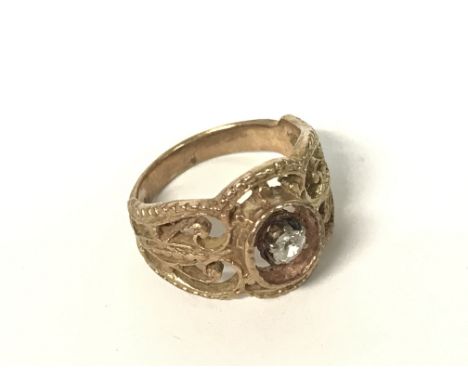 9ct gold diamond filigree ring, size K, 4.6g. Postage category A