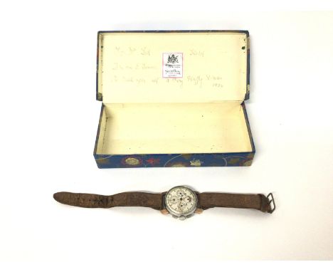 A gents universal Geneve Chronograph wristwatch. Not seen working. Category A postage